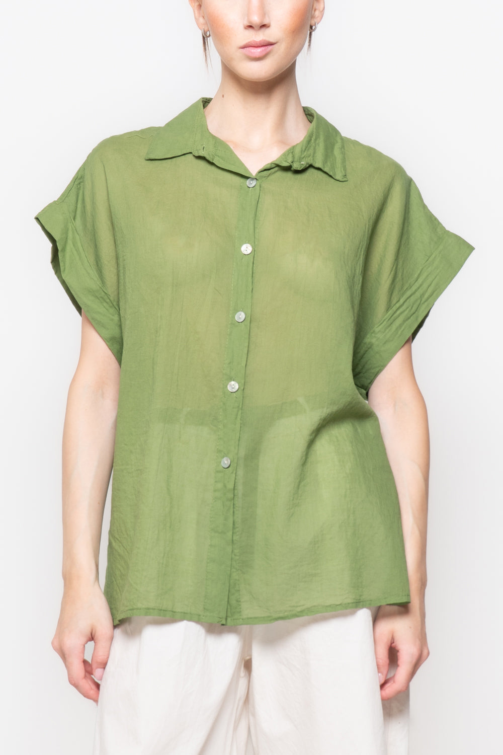 Camicia Ampia a Maniche Corte Taglio Kimono