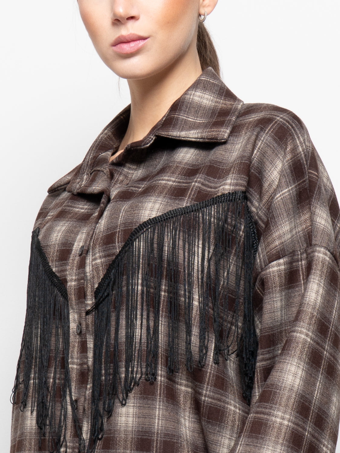 Camicia a quadri con frange