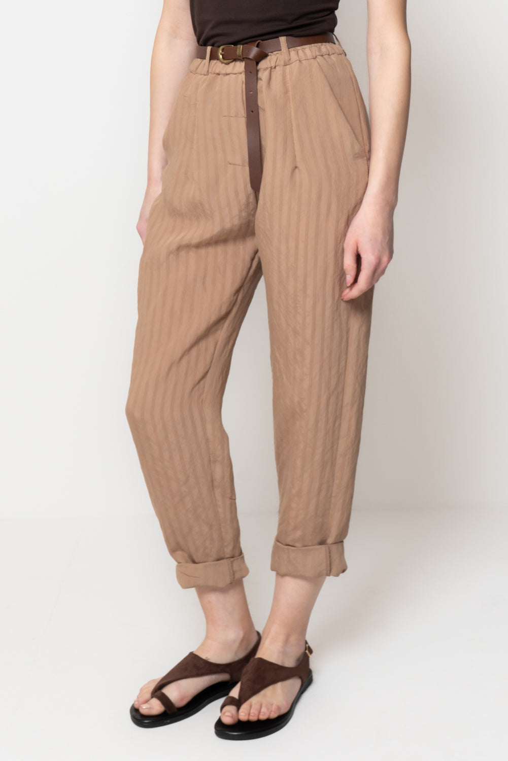 Pantalone a Sigaretta a Trama Rigata