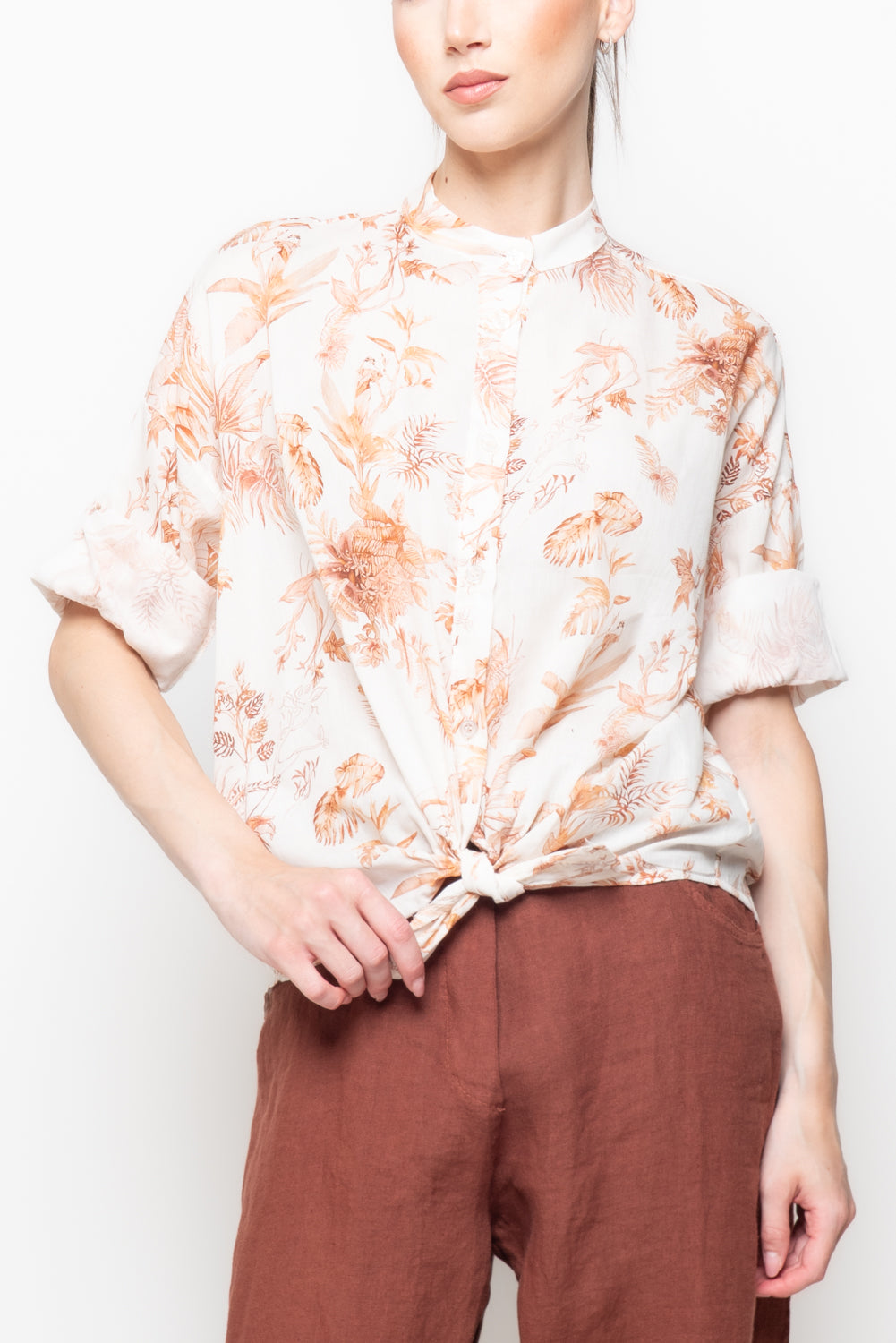 Camicia Fantasia Tropici con Nodo