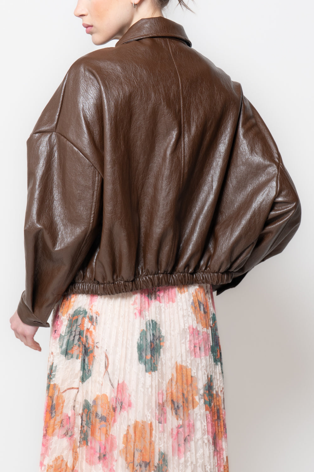 Bomber in similpelle con tasche frontali