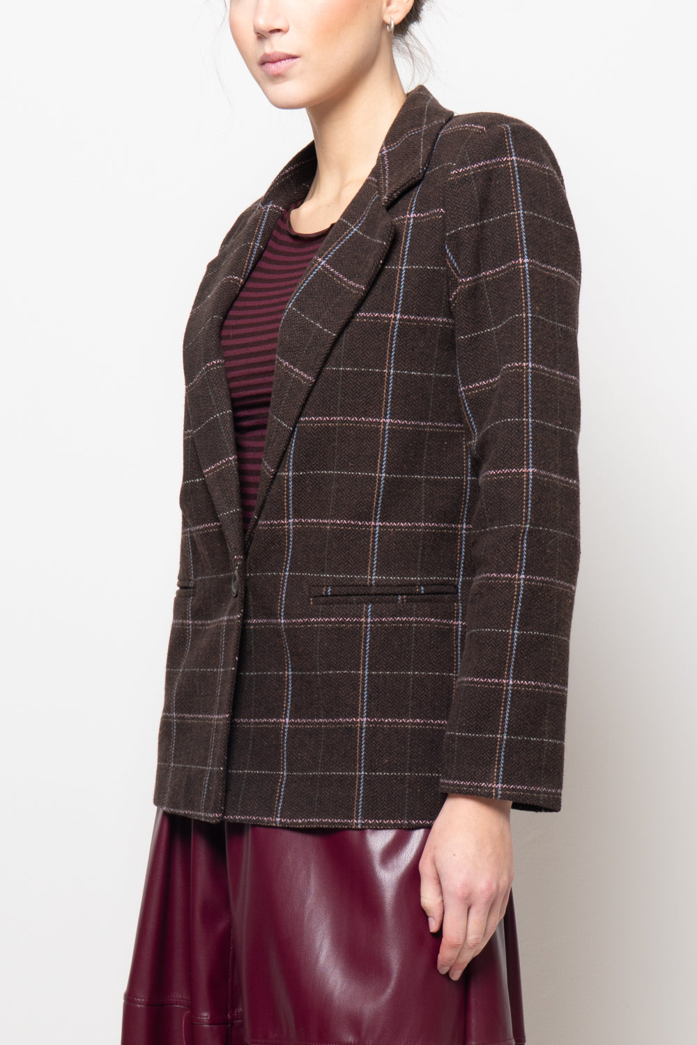 Giacca tartan monopetto