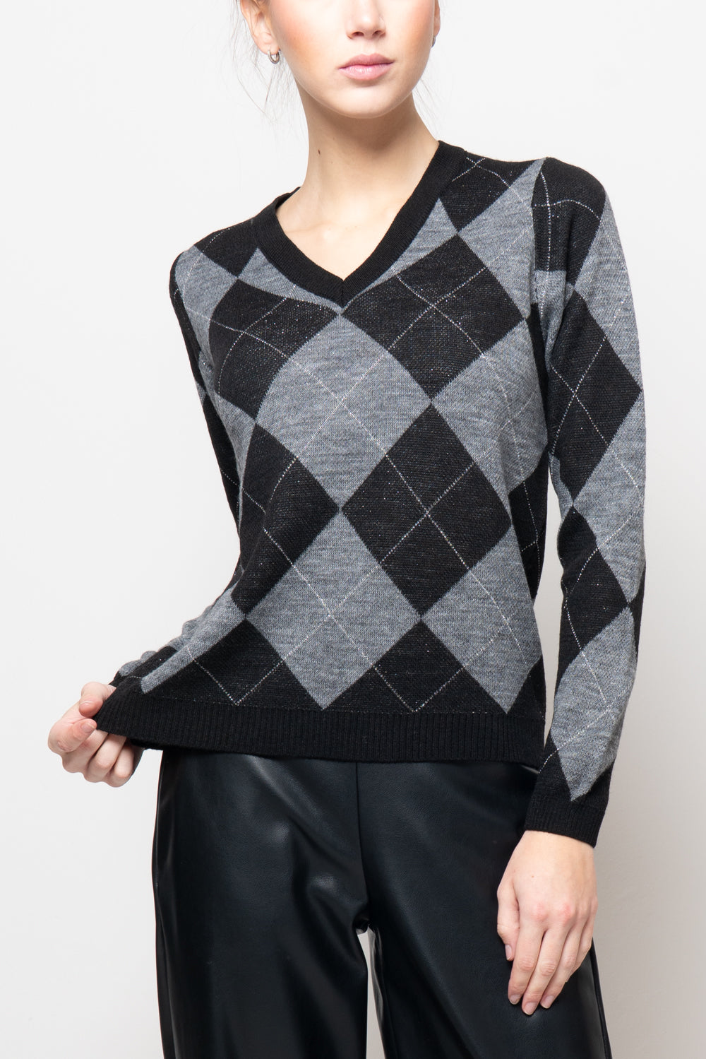 Maglia a rombi scollo a V