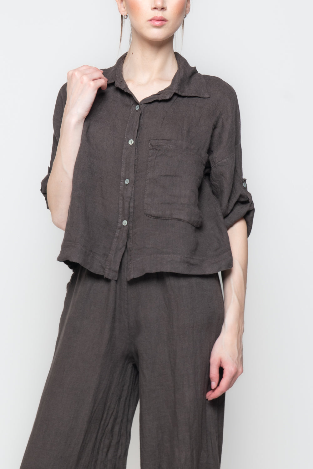 Camicia a scatola 100% lino