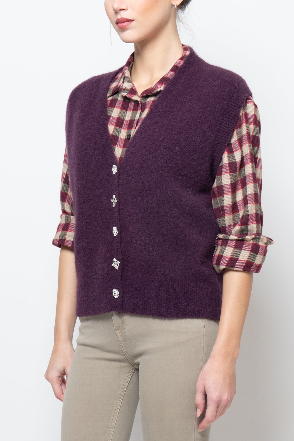 Gilet con bottoni gioiello