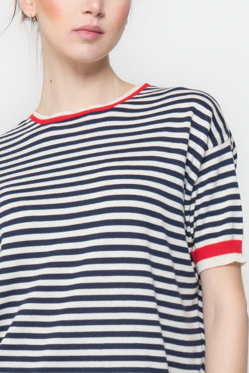 T-shirt in maglia a righe in cotone