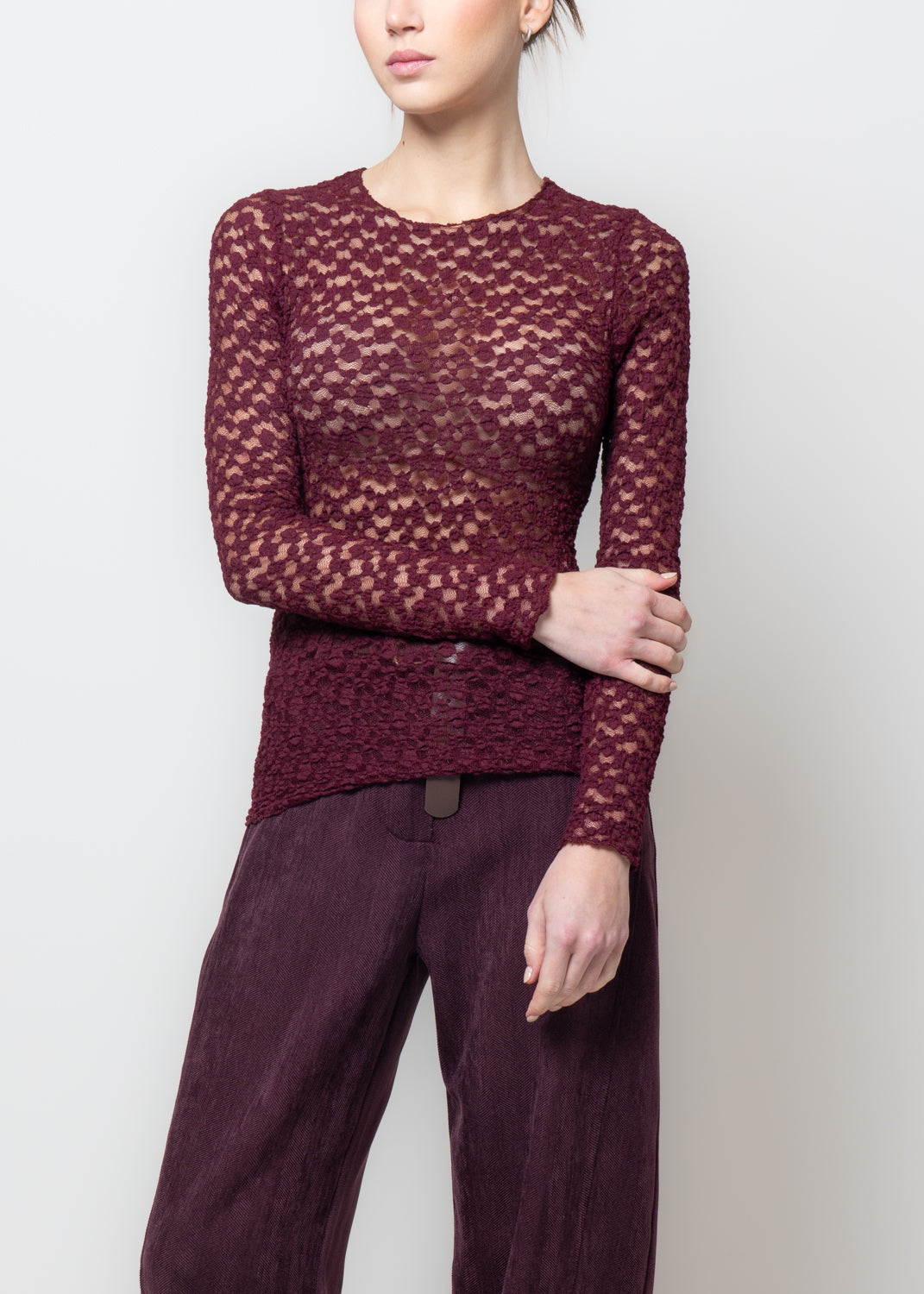 Blusa in pizzo floccato