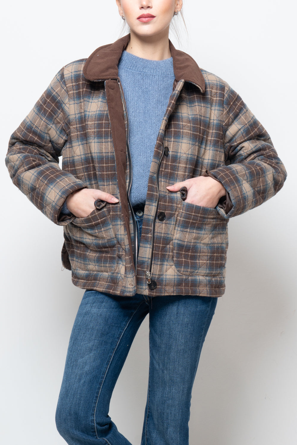 Giubbotto a quadri con colletto