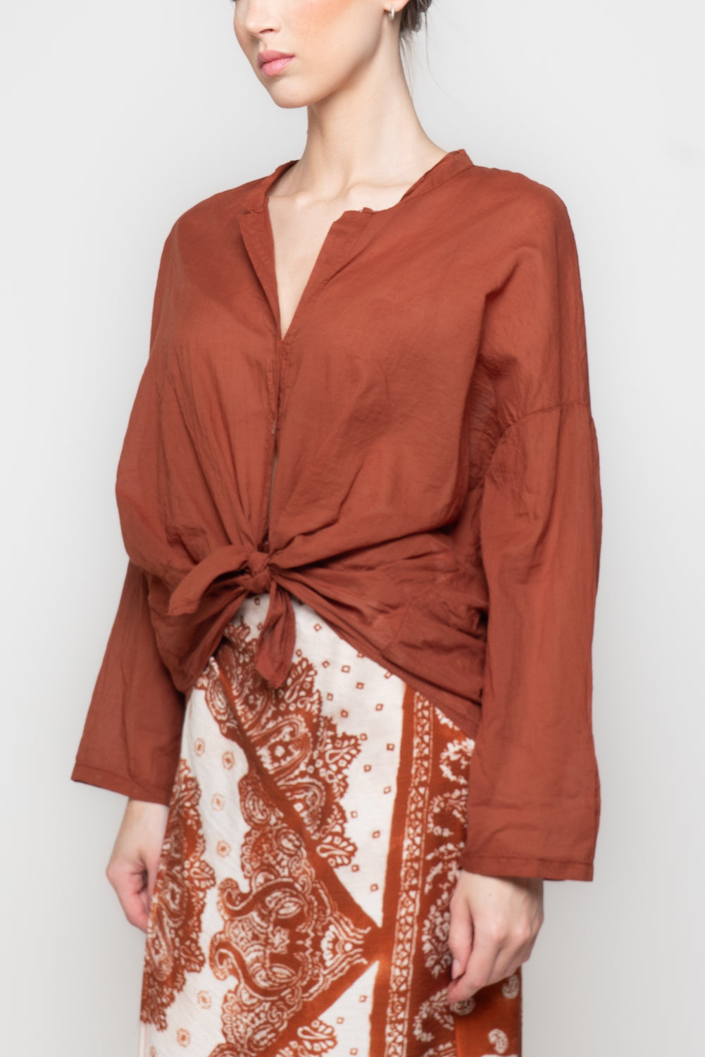 Camicia Oversize con Scollo alla coreana