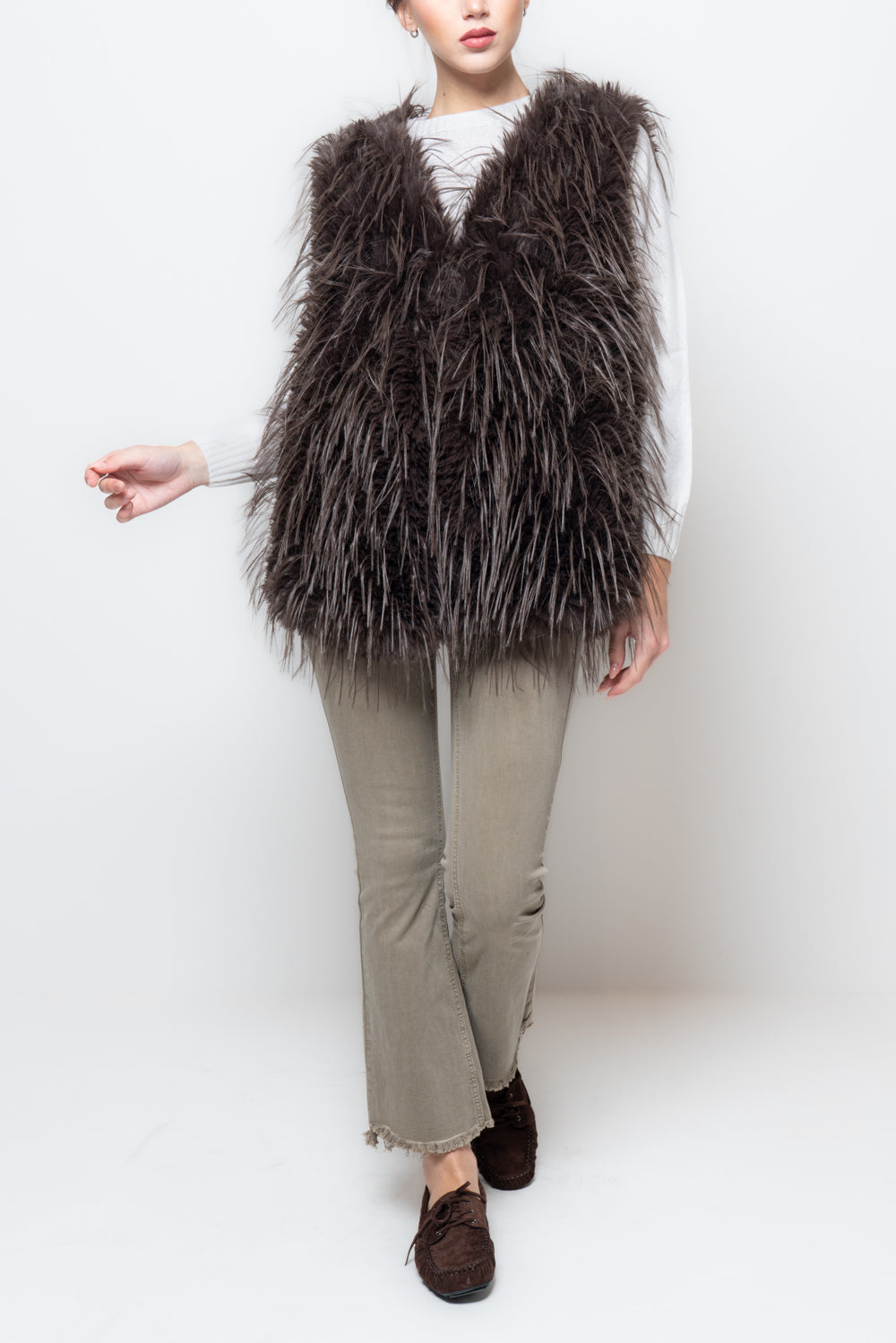 Pelliccia smanicata a pelo lungo