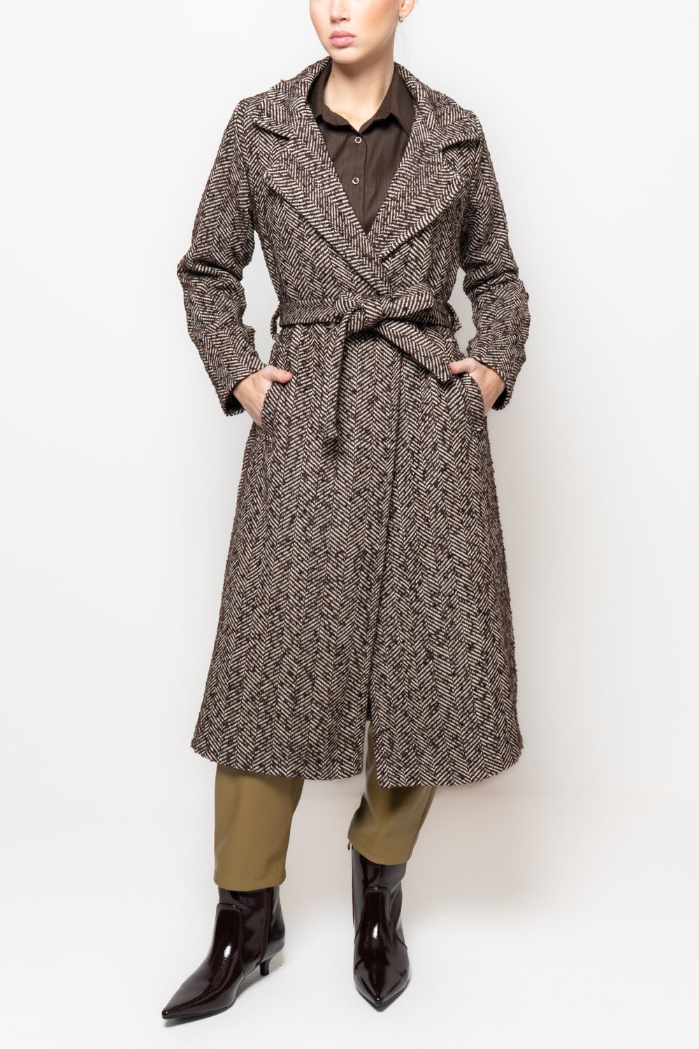 Cappotto spigato con fusciacca