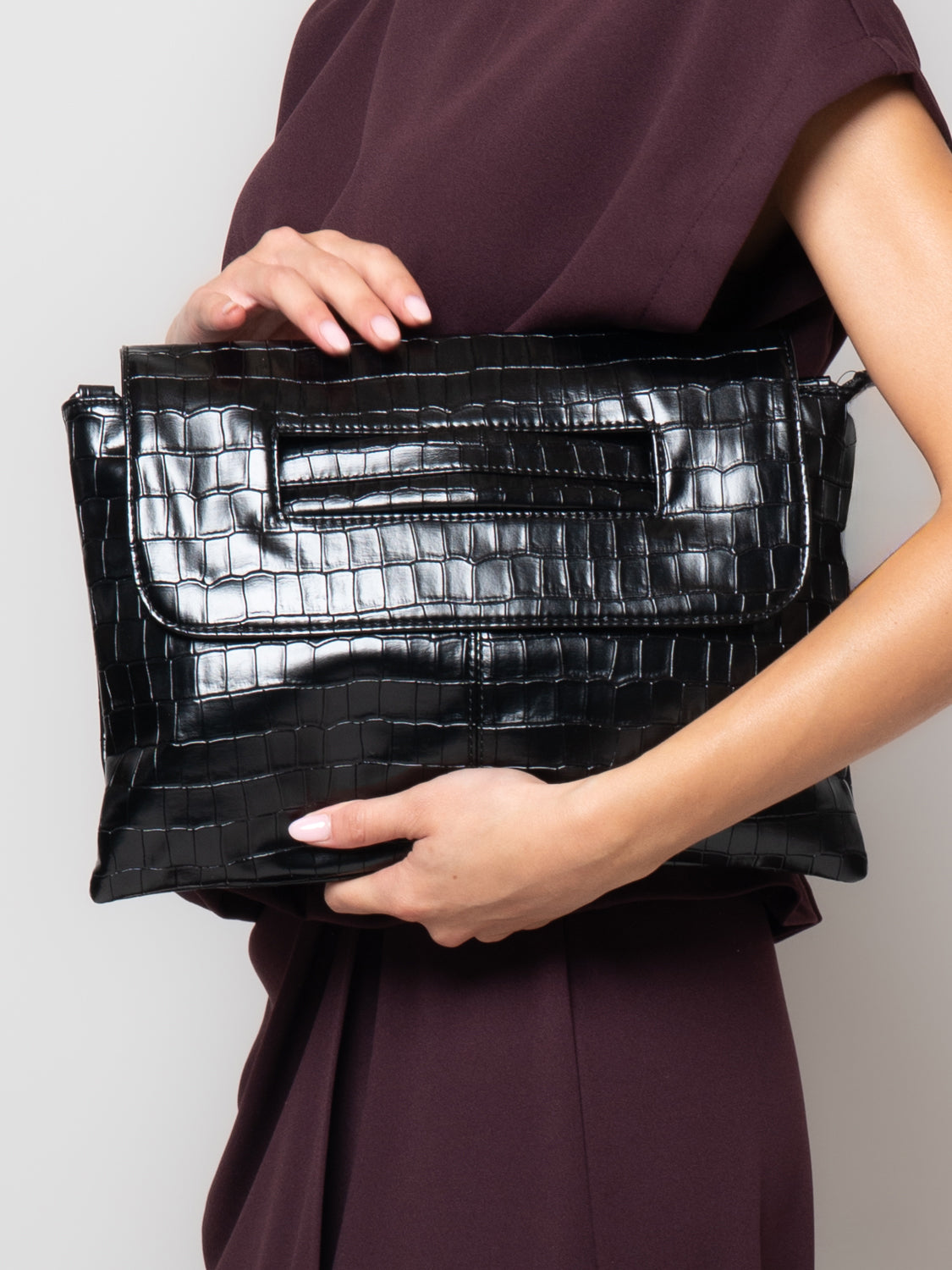 Pochette effetto coccodrillo  in similpelle