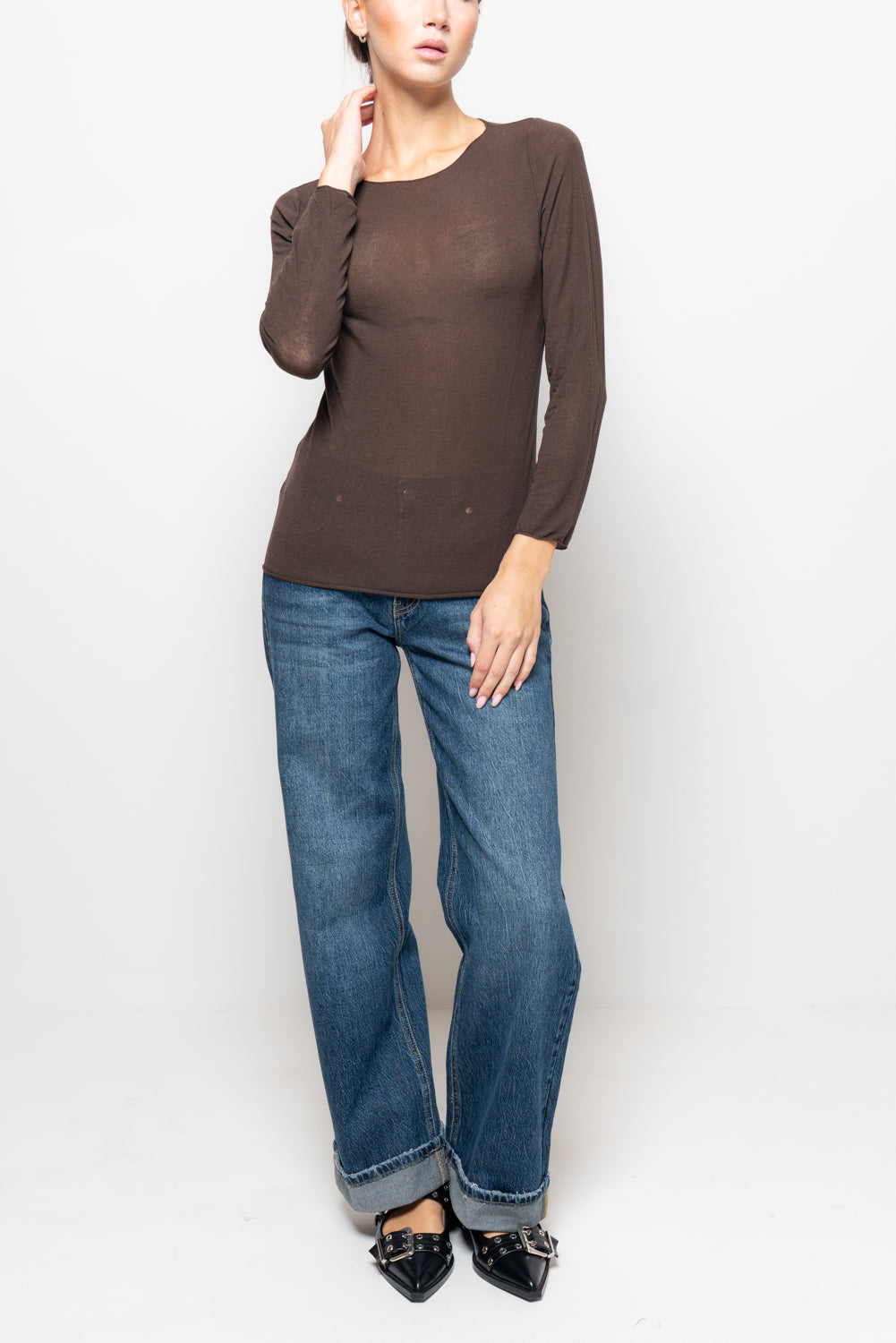 T shirt in misto cashmere