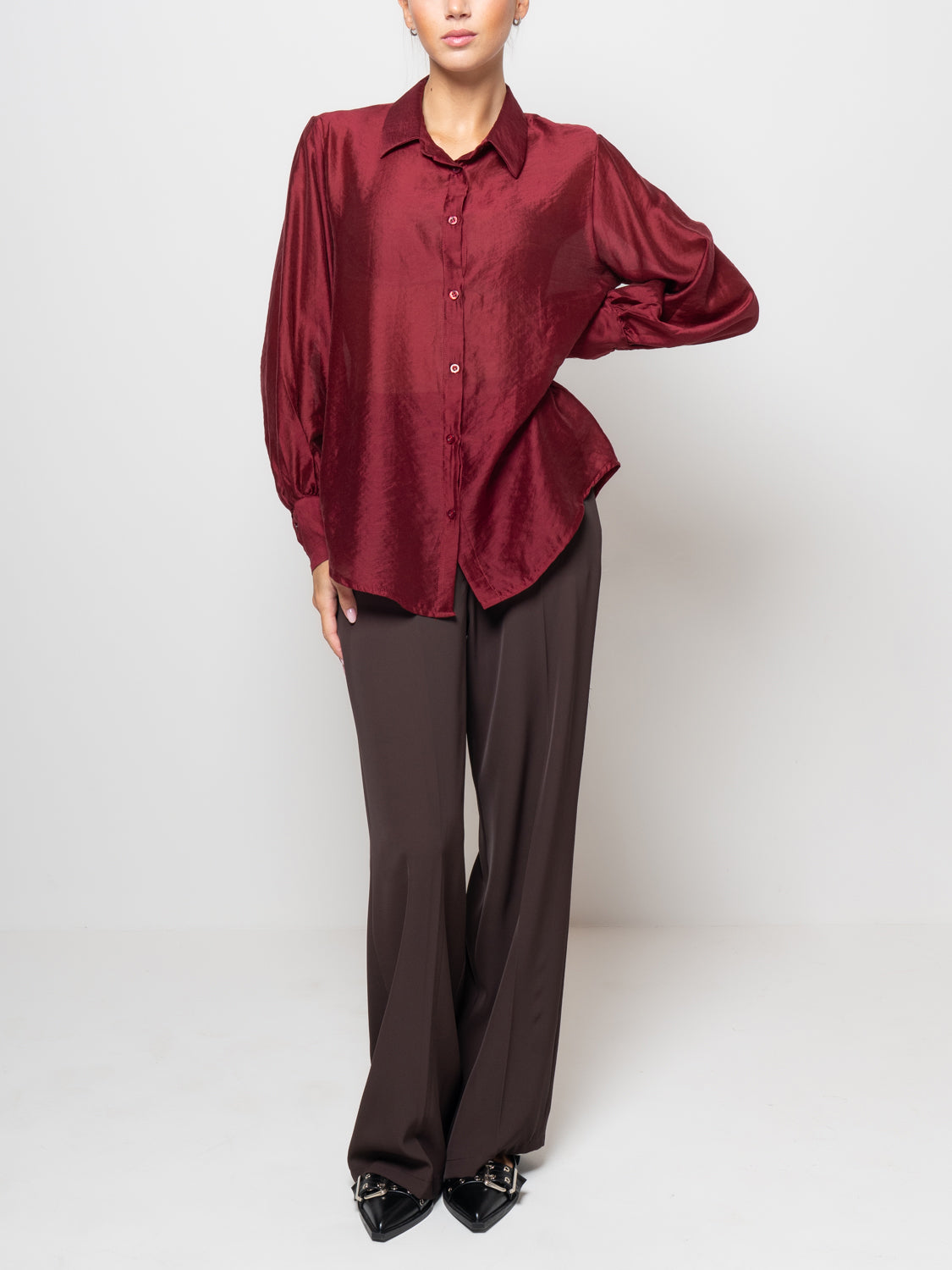 Camicia in tencel con manica volume