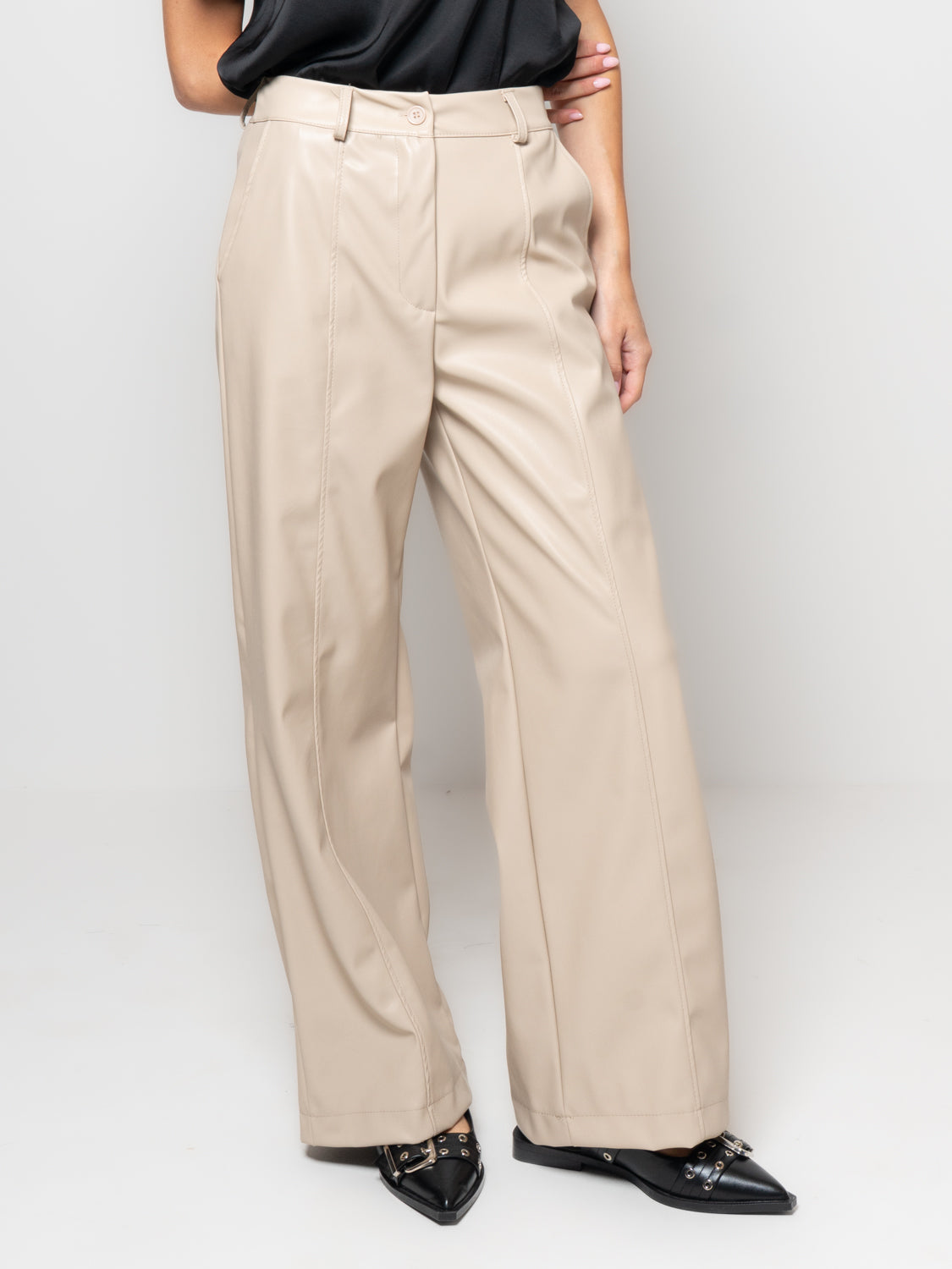 Pantalone palazzo in similpelle