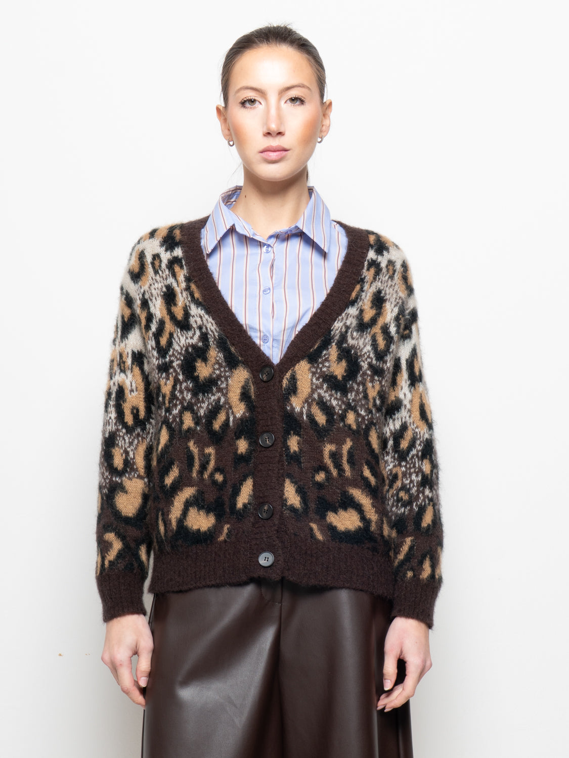 Cardigan leopardato
