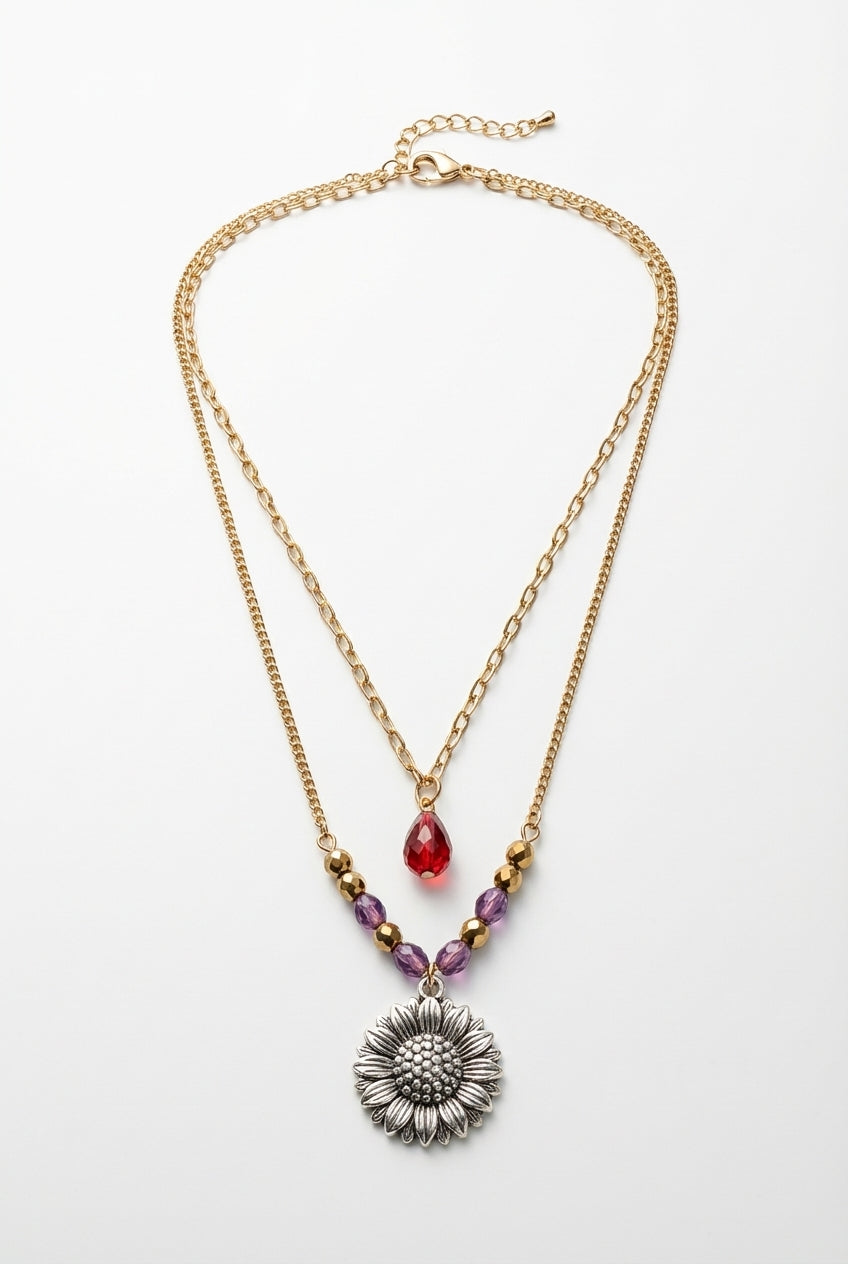 Collana Multistrato con Girasole