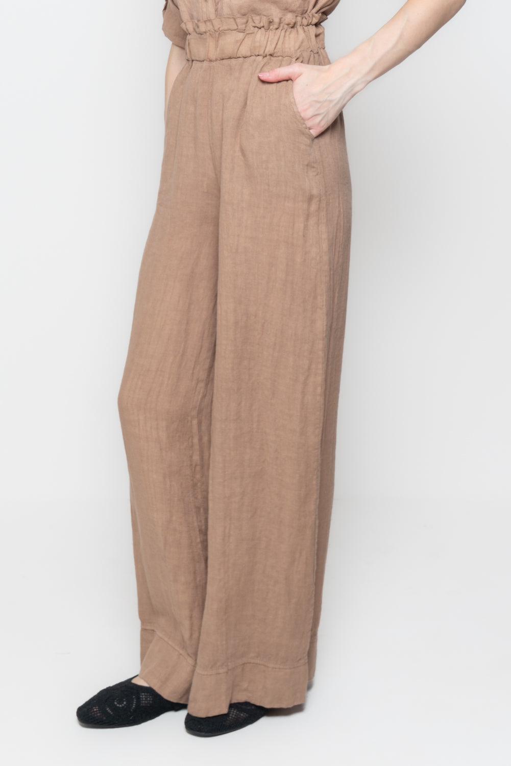 Pantaloni Palazzo in Lino con Pinces