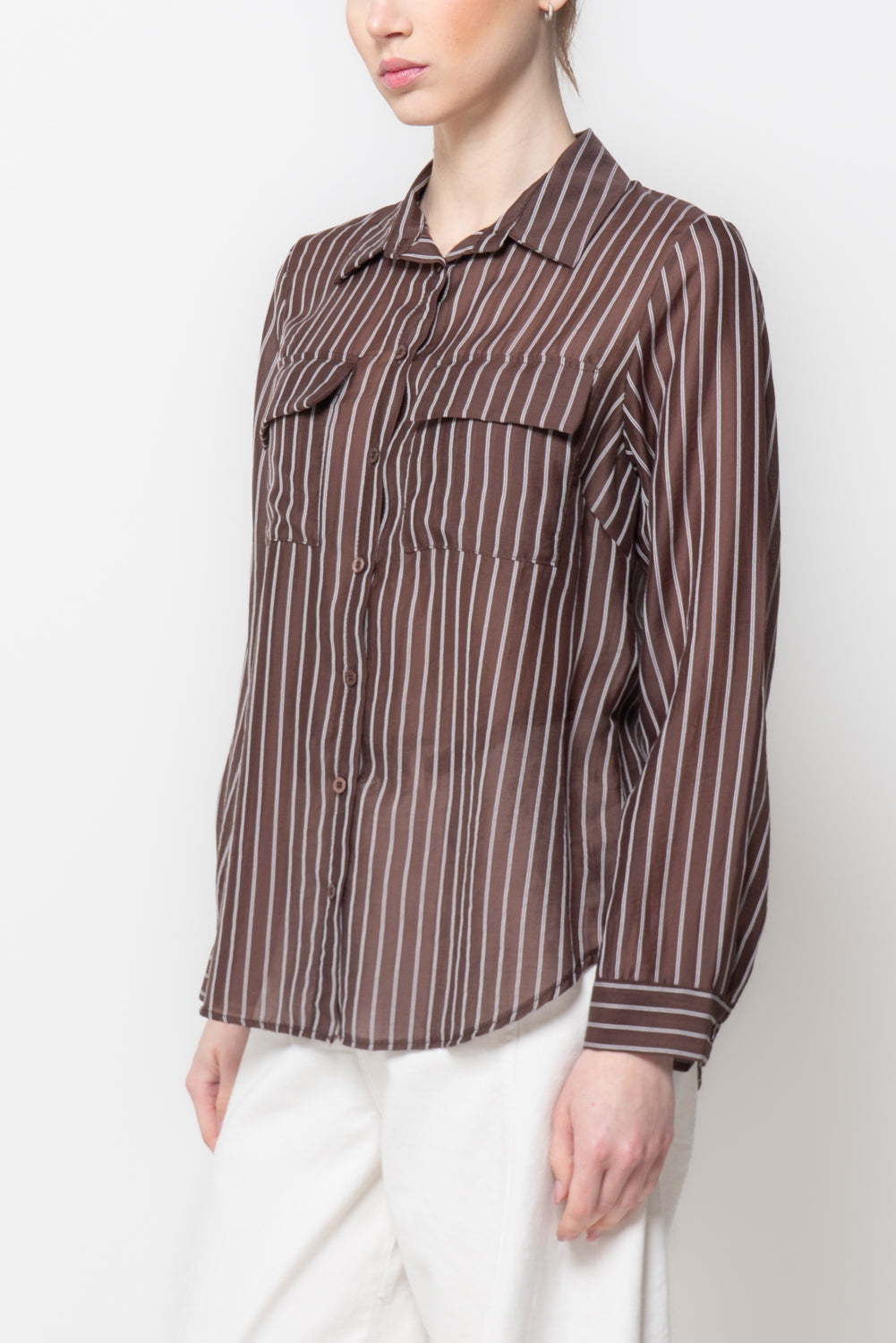 Camicia a Righe con Tasche