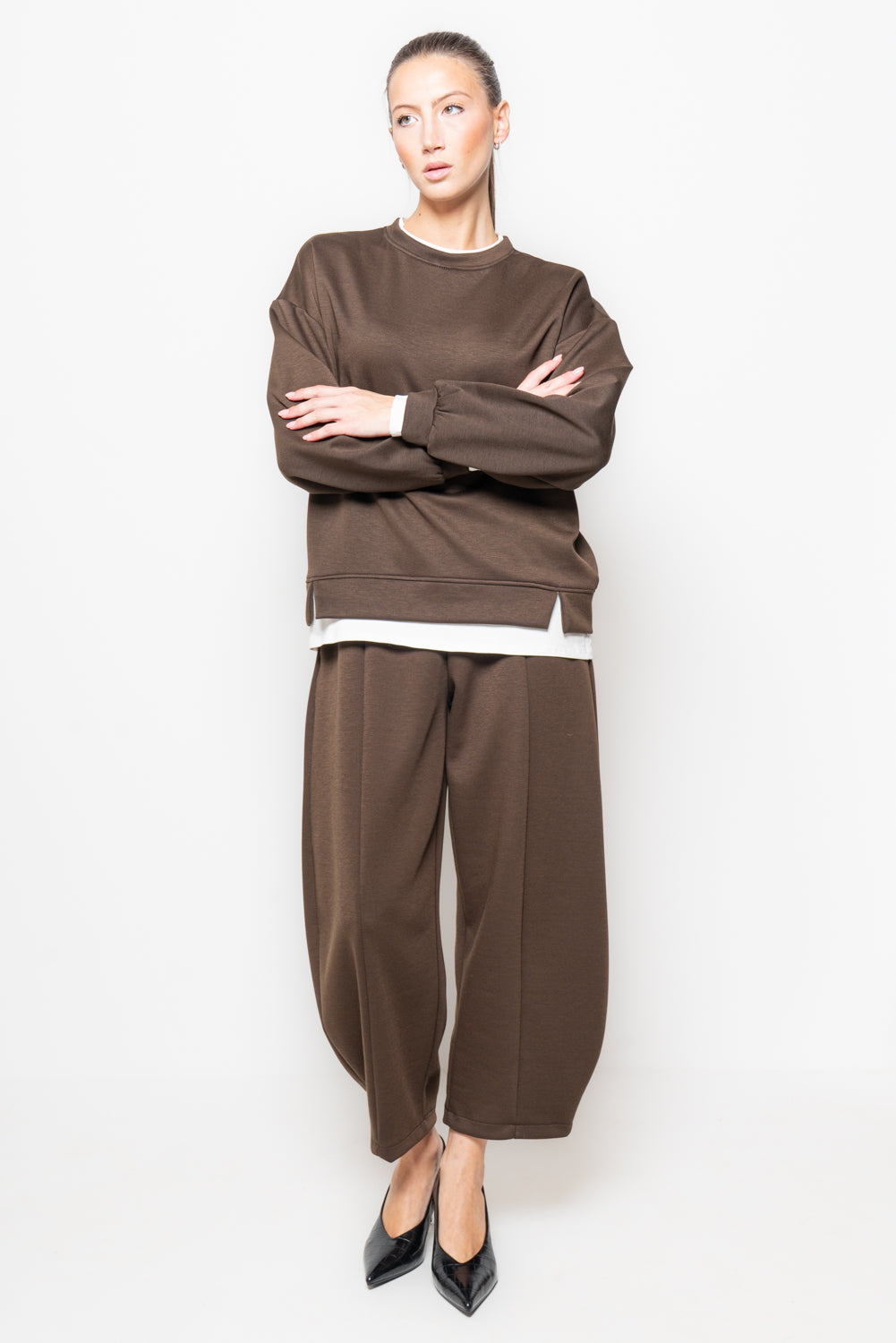 Pantalone barrel in ecopelle