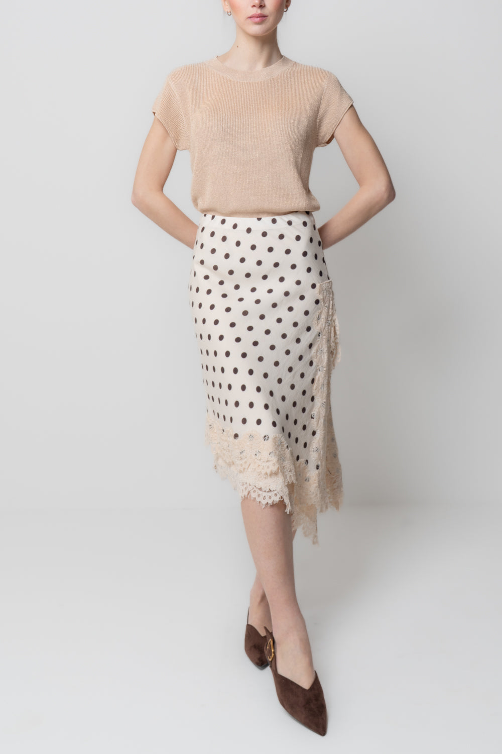 Gonna a Pois con Doppio Strato e Pizzo