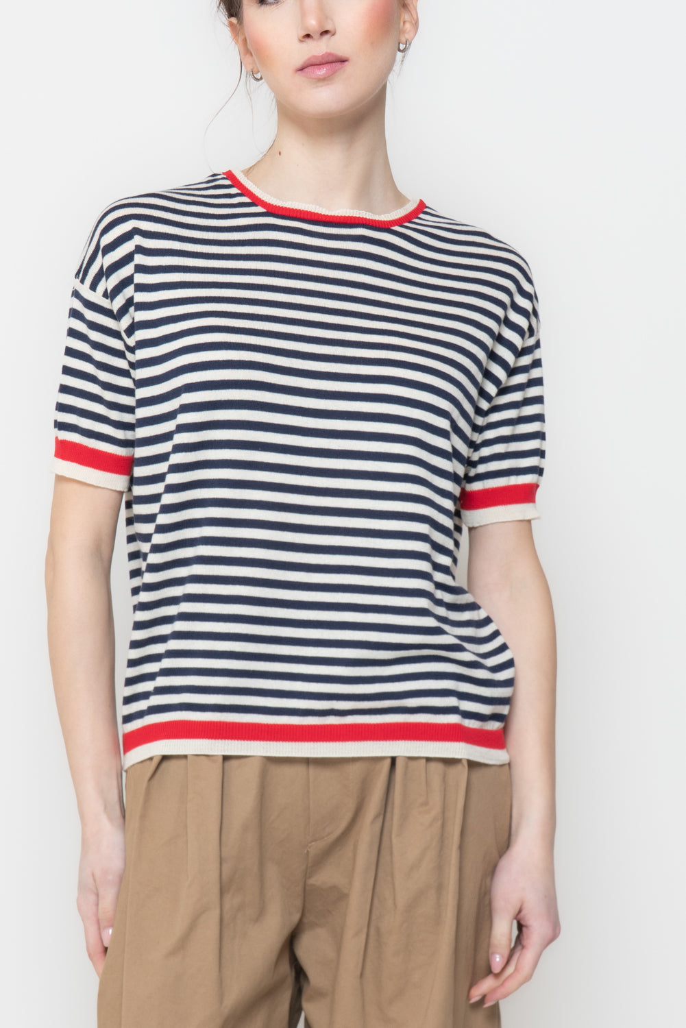 T-shirt in maglia a righe in cotone