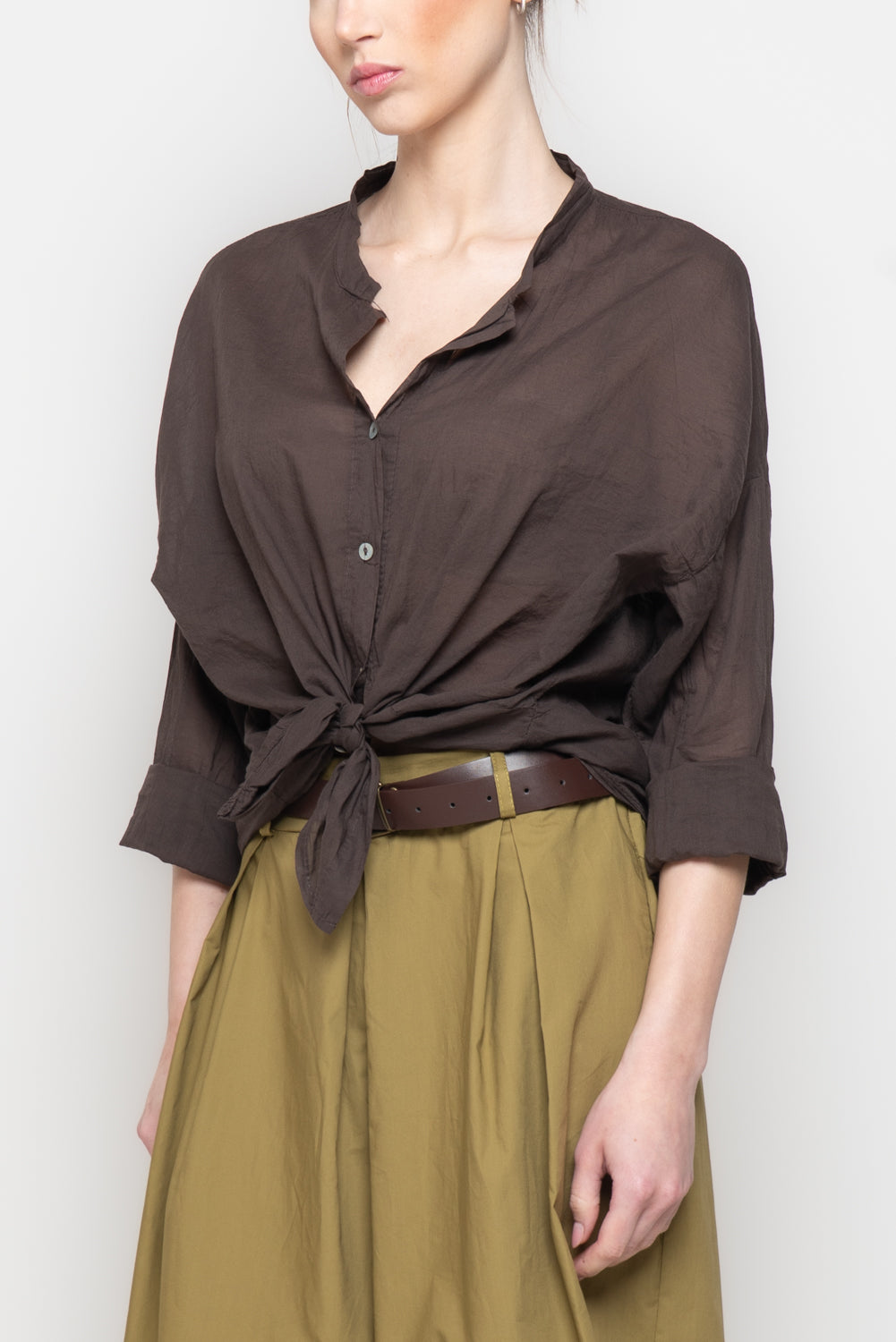 Camicia Oversize con Scollo alla coreana