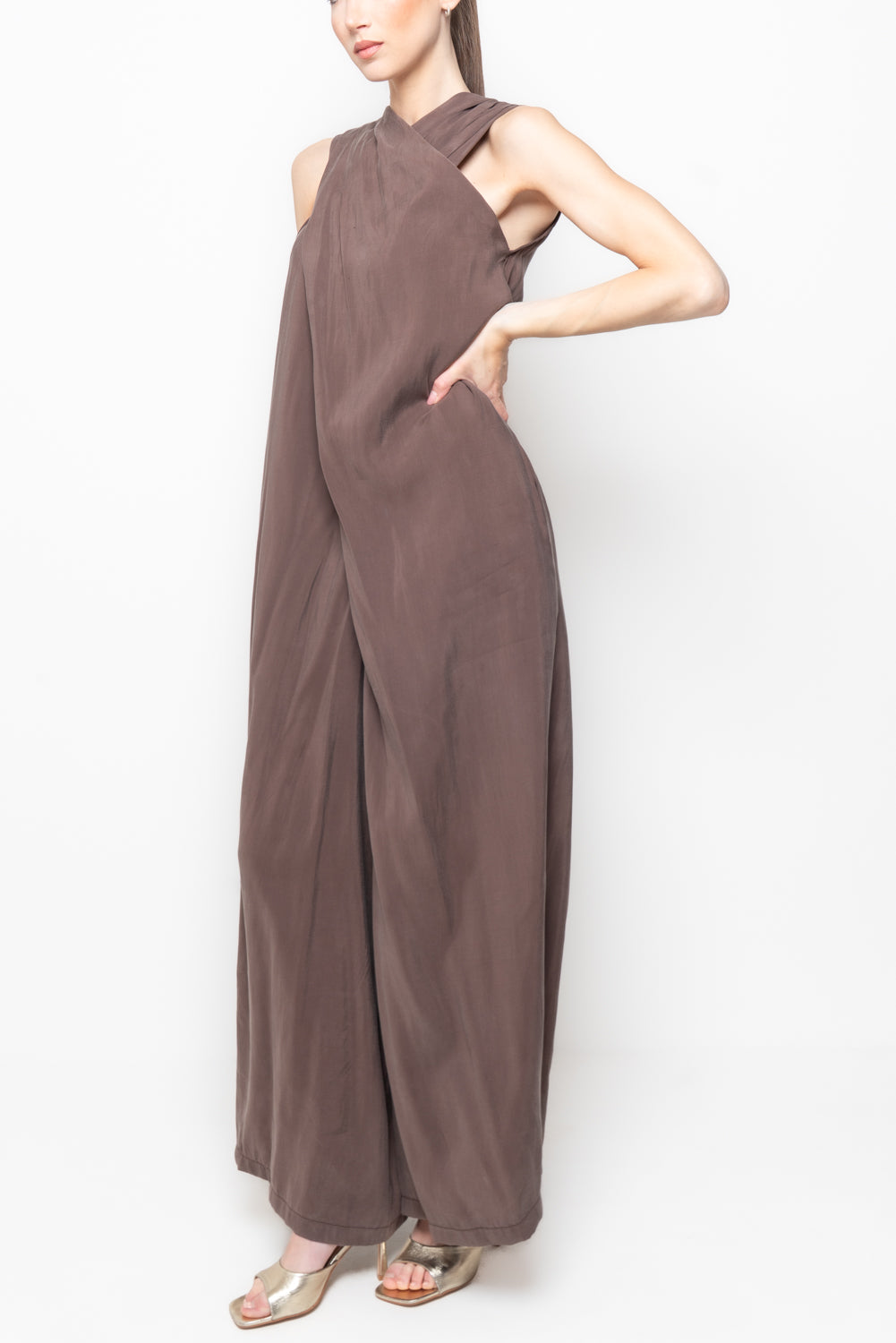 Tuta Intera Incrociata con Pantalone Wide Leg
