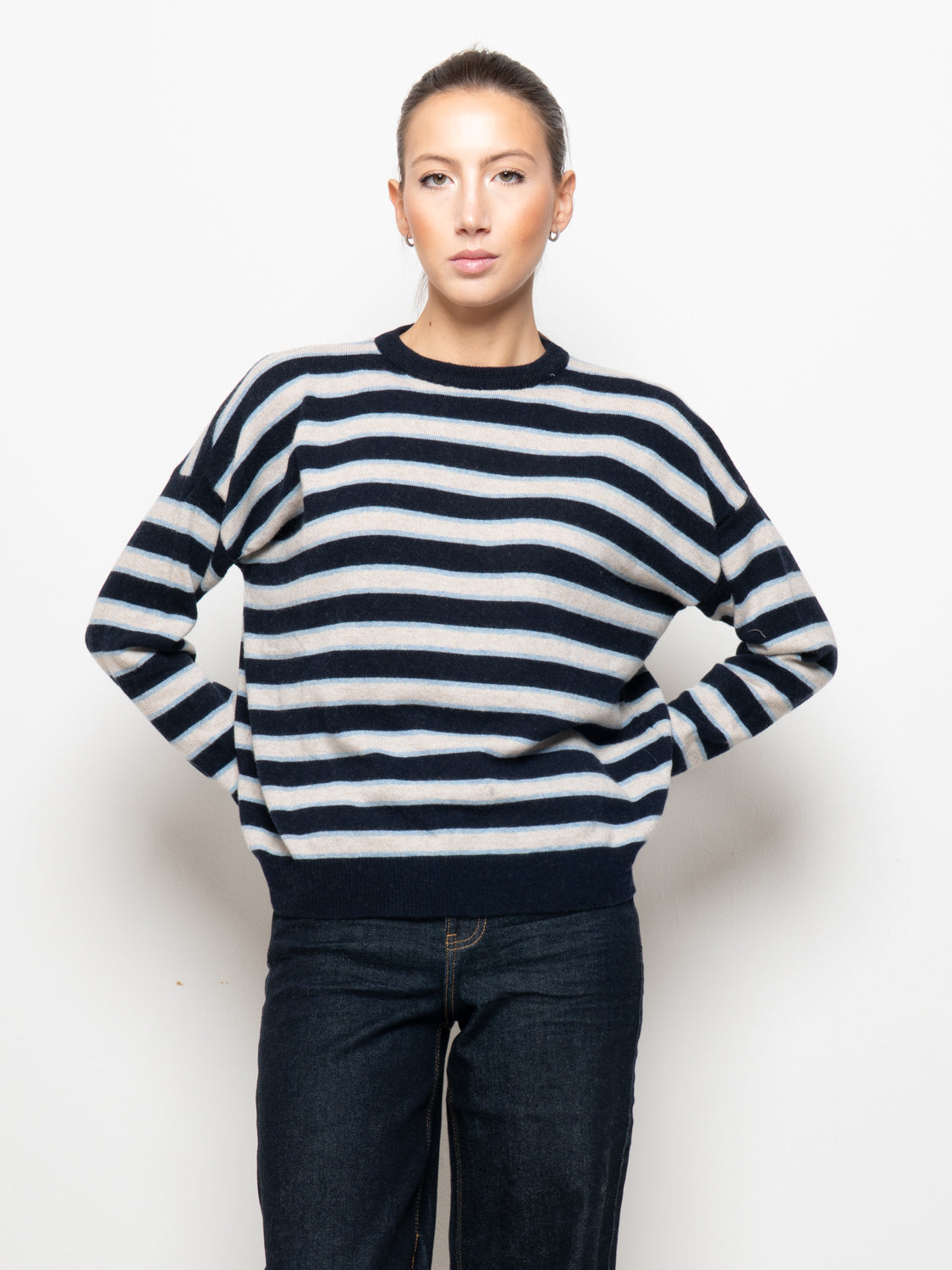 Maglia a righe misto cashmere