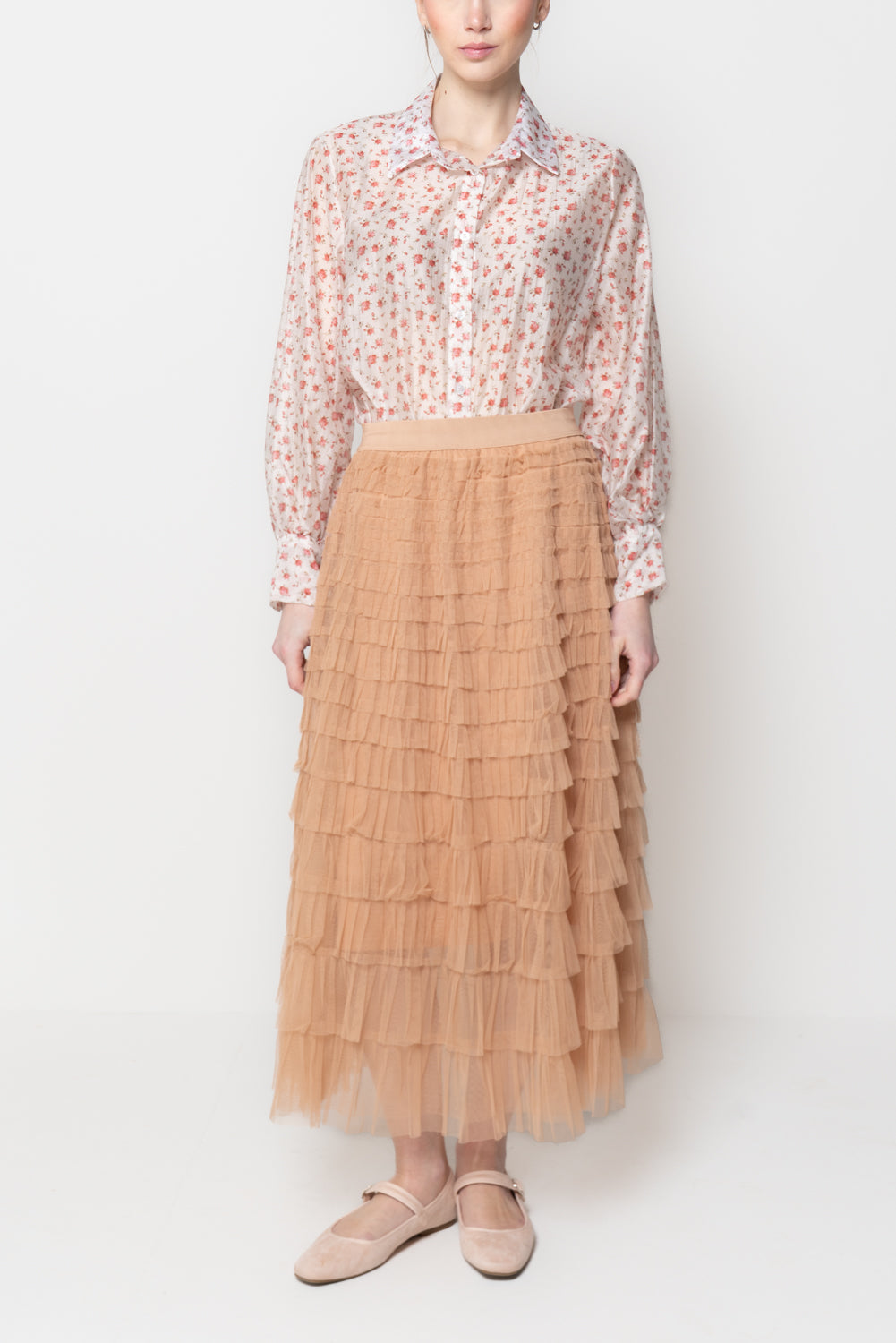 Gonna in tulle a balze