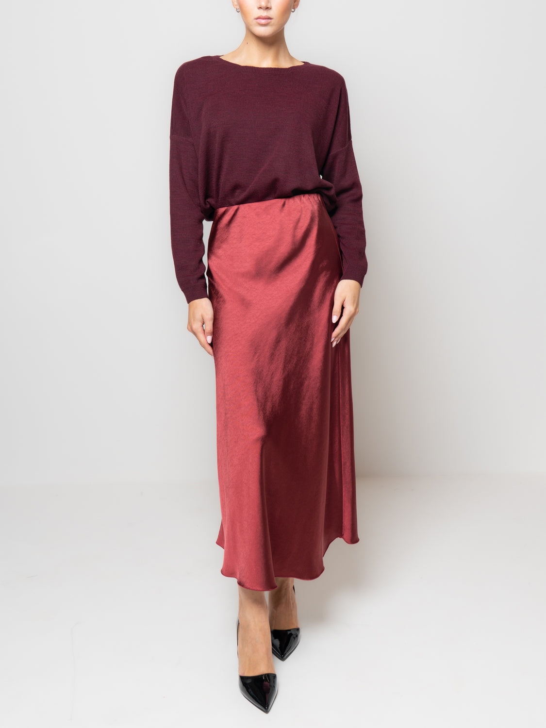 Gonna in satin lunga