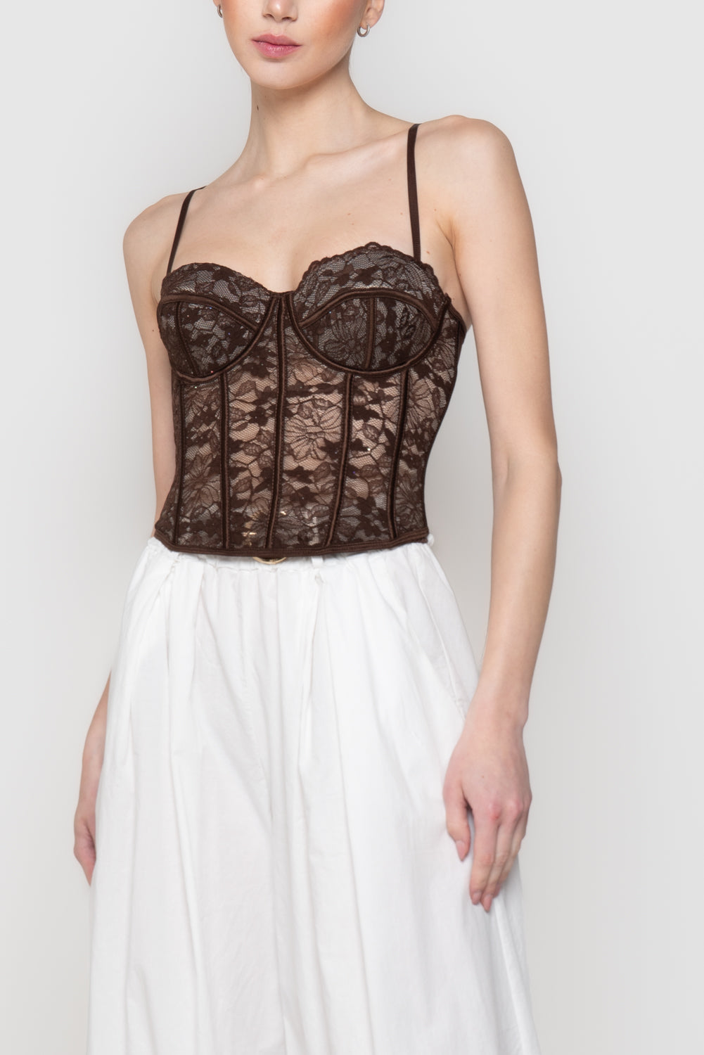 Top Bustier in Pizzo con Stecche e Stringhe