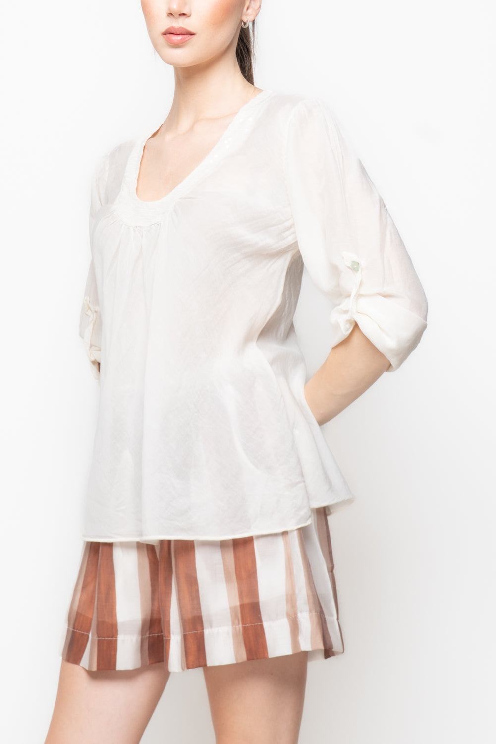 Blusa con Scollo a V e Paillettes