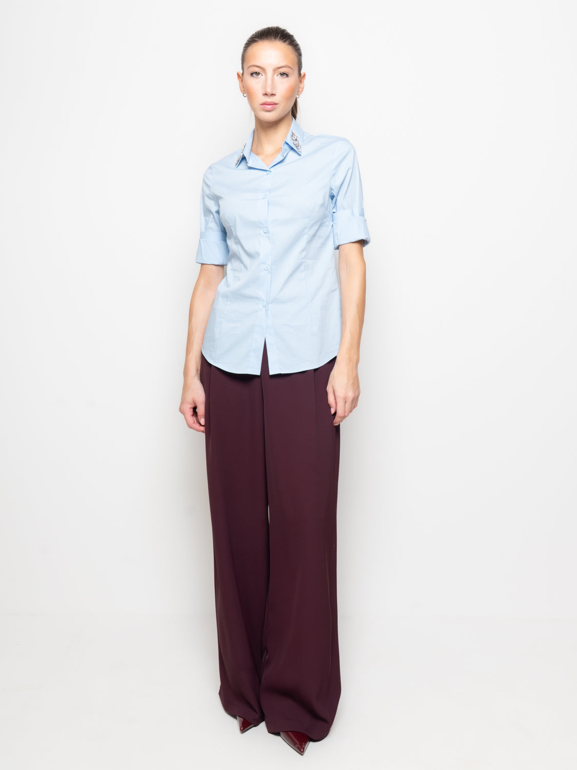 Camicia con collo gioiello