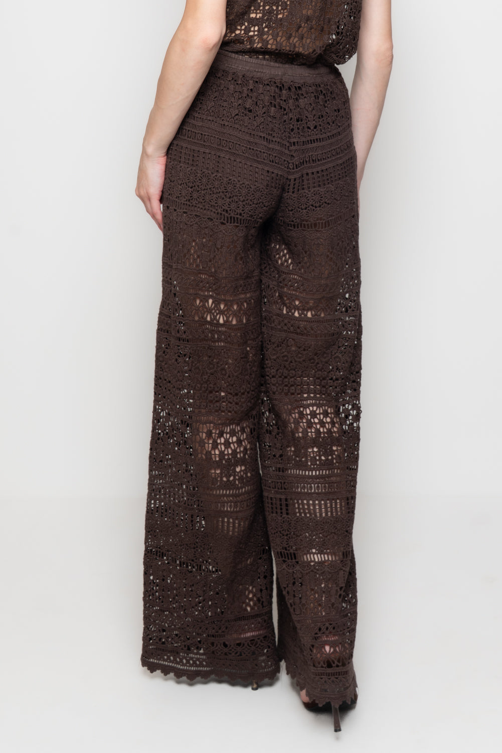Pantalone wide in Pizzo Macramè