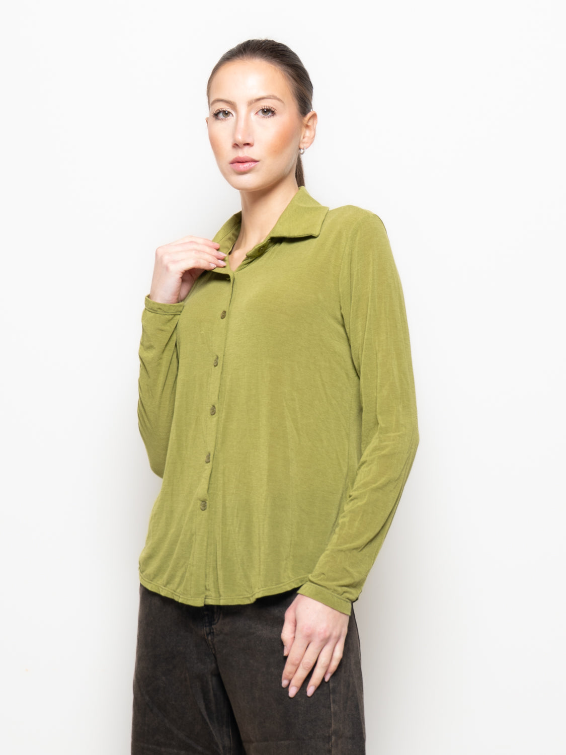 Camicia misto cashmere con colletto