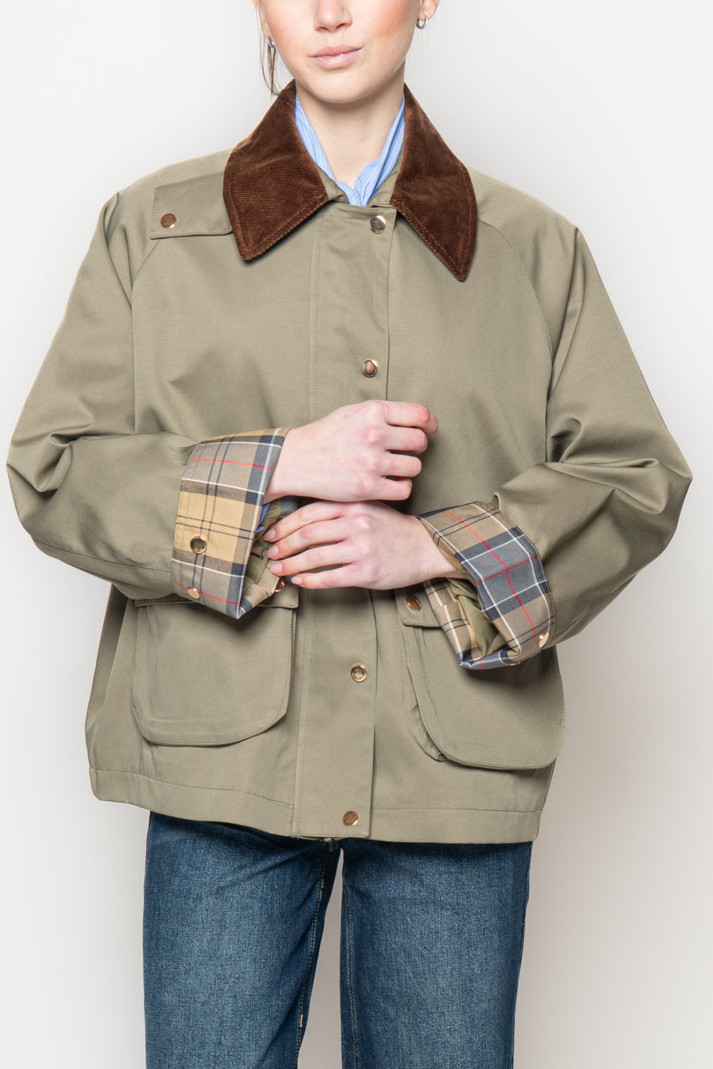 Trench con colletto in velluto