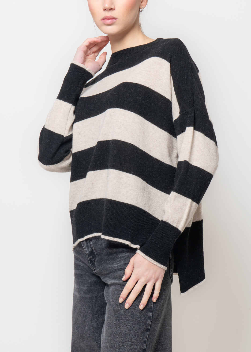 Maglia a righe misto cashmere