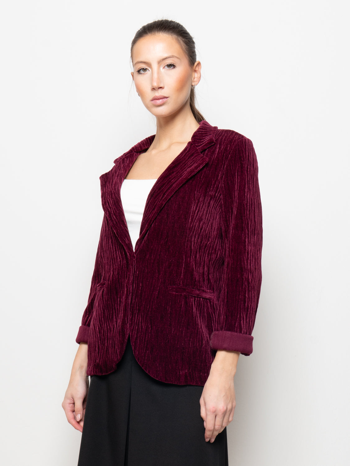 Blazer monopetto in velluto rigato