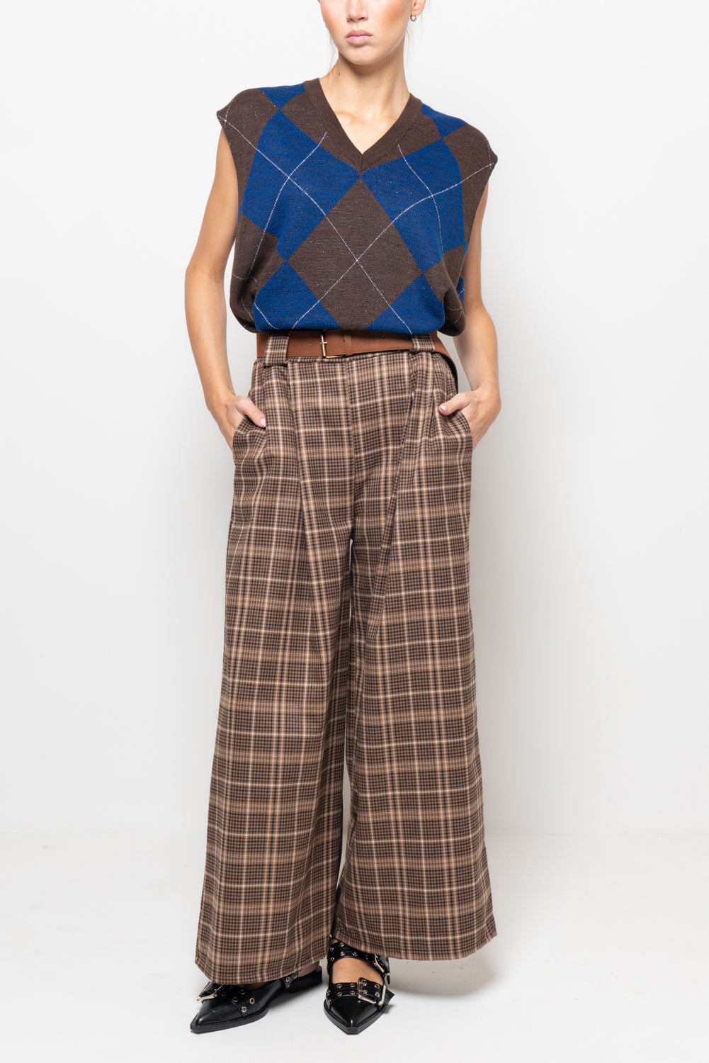 Pantaloni palazzo a quadri