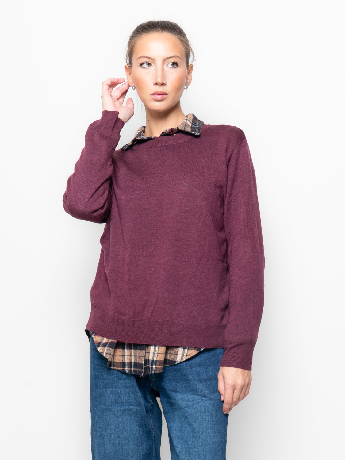 Maglione girocollo in misto cashmire