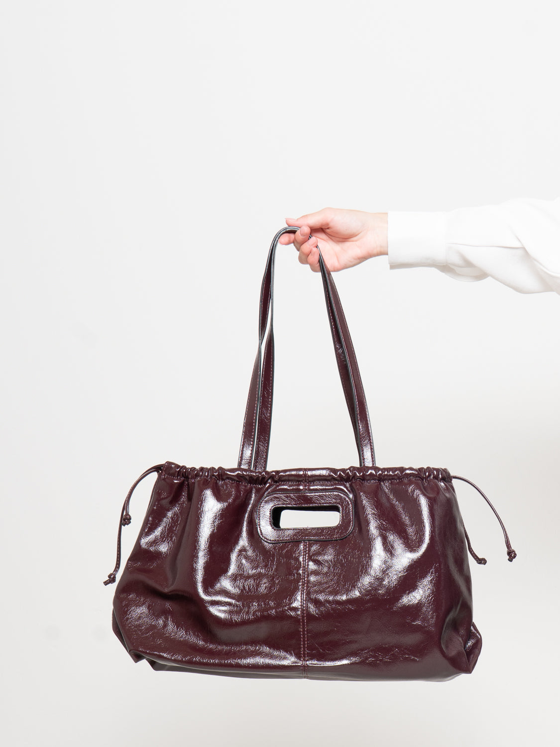 Borsa shopper con manico a taglio