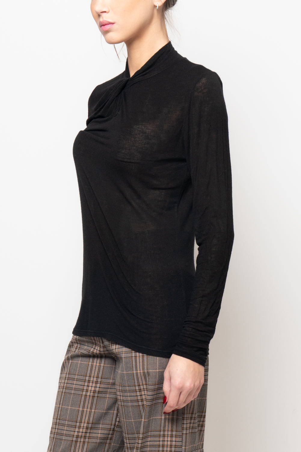 Maglia basic rappresa al collo