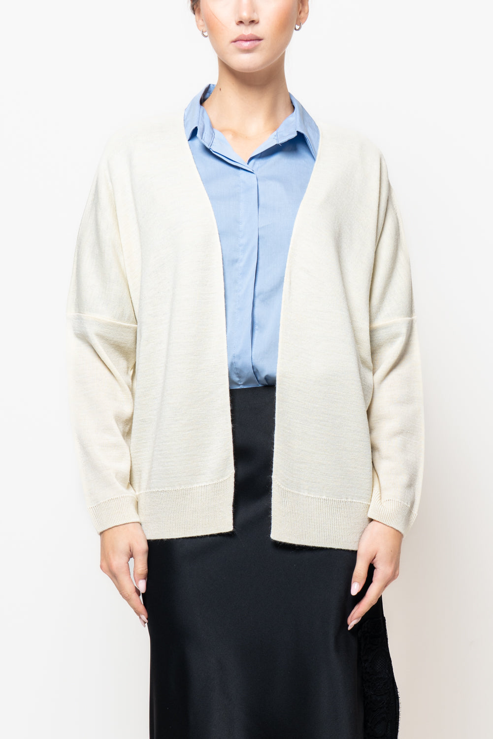 Cardigan in misto lana con spacchi