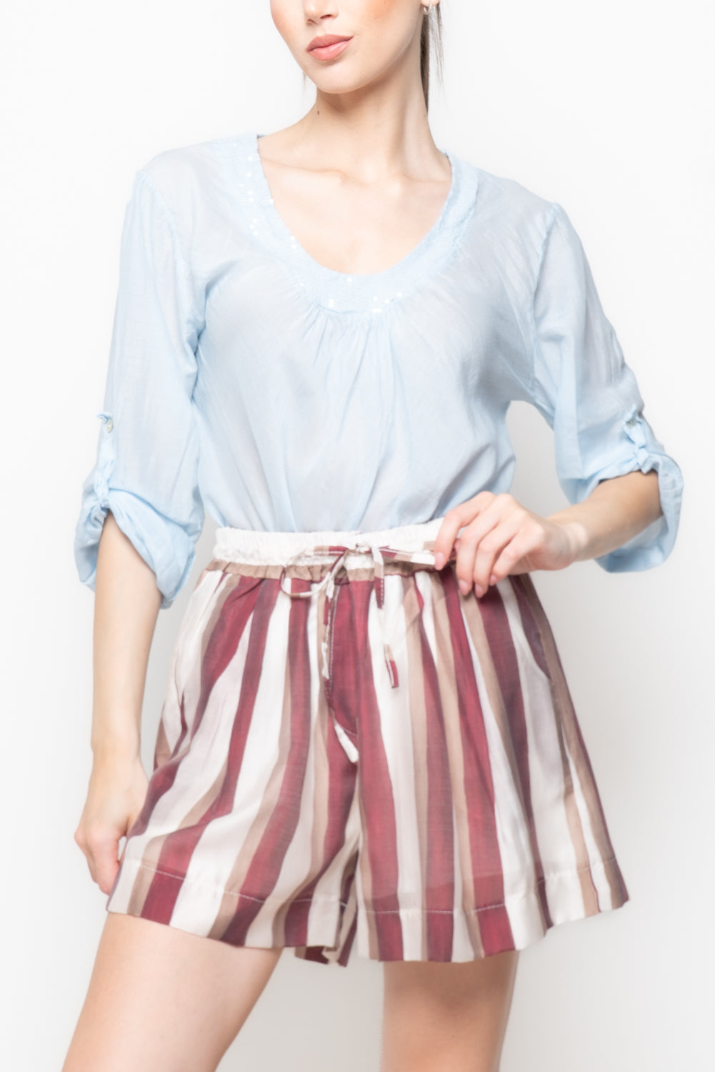 Shorts a Righe con Coulisse