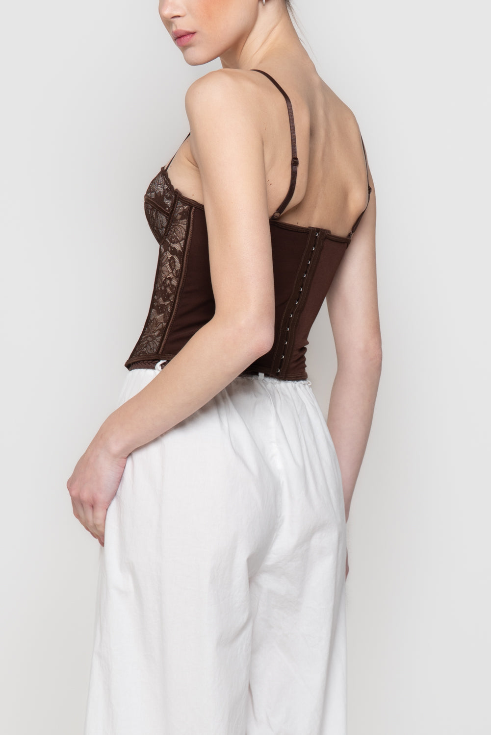 Top Bustier in Pizzo con Stecche e Stringhe