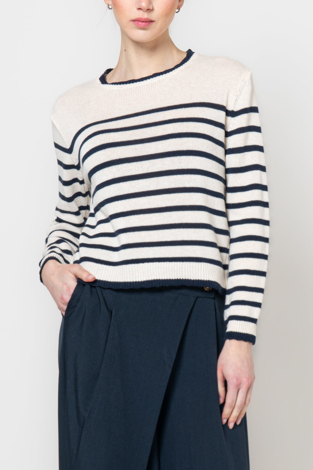 Maglia paricollo a righe