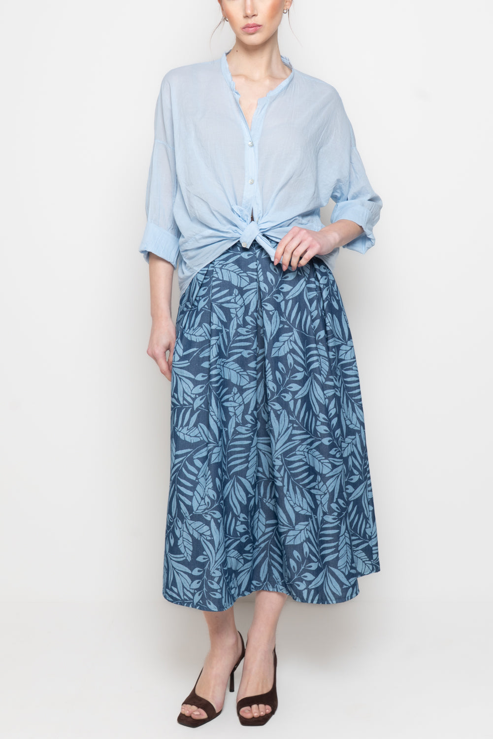 Camicia Oversize con Scollo alla coreana