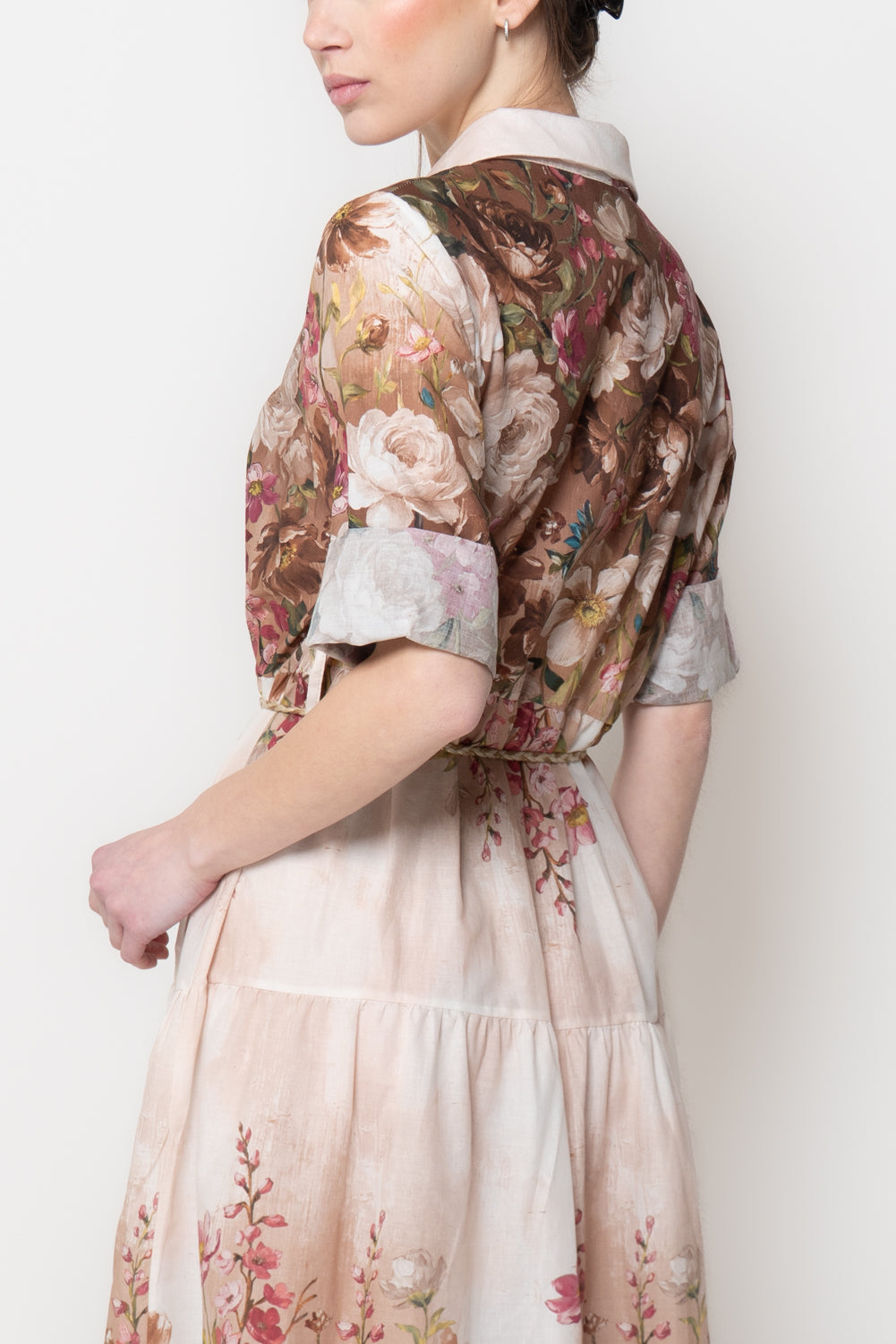 Abito Maxi a Balze con Stampa Floreale