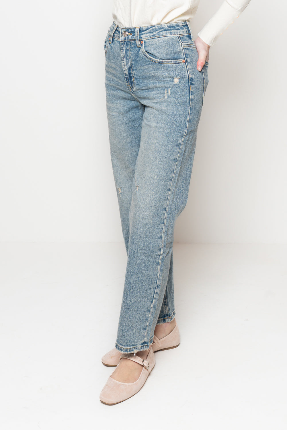 Jeans straight sdrucito